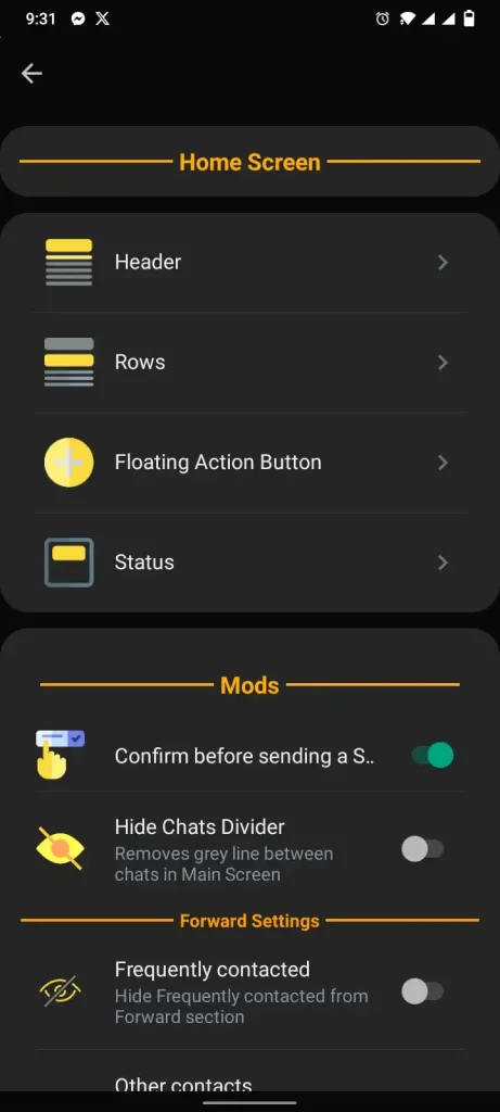 Change home screen style in AN WhatsApp