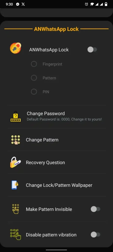 Lock feature in AN WhatsApp
